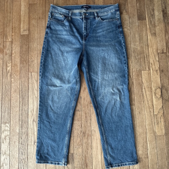 Calvin‎ Klein High Rise Straight Leg Jeans 16 Medium Wash Mom Fit Chic - Picture 1 of 8